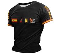 Camiseta con Estampado de torero español para Uso Casual, Manga Corta, con Estampado Frontal, Corte cómodo, Ideal para el día a día. (Black, XS)