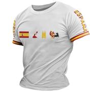Camiseta con Estampado de torero español para Uso Casual, Manga Corta, con Estampado Frontal, Corte cómodo, Ideal para el día a día. (White, M)