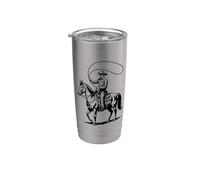 Camiseta con estampado de vaqueros de Rodeo, western oscuro, diseño de caballo, estilo vaquero Vaso térmico de acero inoxidable de doble pared