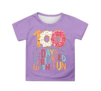 Camiseta con estampado gráfico, manga corta, cuello redondo para un comienzo perfecto para el colegio, ropa de ocio, versátil, combinable durante todo el año, Lila-a., 10-11 años