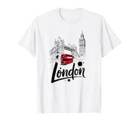 Camiseta con Estampado London Red Bus Tower Bridge, Recuerdo del Reino Unido Camiseta