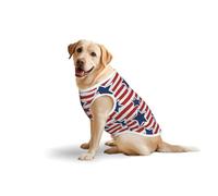 Camiseta con estampado suave de bandera de estrellas rojas y blancas para perros grandes, ropa cómoda de algodón para mascotas, camiseta elástica para perro, sudadera sin mangas (3xl-5XL)