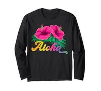 Camiseta con Flores de Hibisco Hawaii Aloha State Tropic Islands Surf Manga Larga