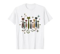 Camiseta con Gatos Estilo Mid-Century Modern años 50 60 Camiseta