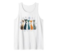 Camiseta con Gatos Estilo Mid-Century Modern años 50 60 Camiseta sin Mangas
