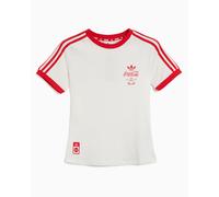 Camiseta con gráfico Slim adidas Originals x Coca-Cola 3-Stripes para mujer Blanco XL