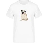 Camiseta con ilustración de perro Pug - Divertida camiseta para aficionados a los perros, Blanco, 3XL