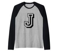 Camiseta con Inicial de Letra J para Nombres o Palabras ortográficas Camiseta Manga Raglan