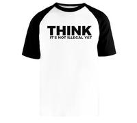 Camiseta con La Frase Sarcasmo: Creo Que Aún No Es Ilegal Camiseta Beisbol Blanca Unisex Manga Corta Negra Unisex White Baseball T-Shirt Black Short Sleeve