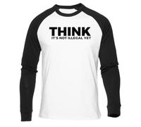 Camiseta con La Frase Sarcasmo: Creo Que Aún No Es Ilegal Camiseta Béisbol Blanca Unisex Manga Larga Negra Unisex White Baseball T-Shirt Black Long Sleeve