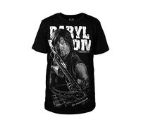 Camiseta con la imagen de Daryl Dixon de la serie The Walking Dead - Camiseta de manga corta de algodón - Negro, Negro , small