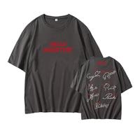 Camiseta con Letras Gráficas De HelloMonsters Signature Shirts, Camiseta De Algodón De Manga Corta(Gray,S)