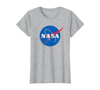Camiseta con Licencia de la NASA con Logotipo de la NASA, Idea de Regalo para fanáticos del Espacio Camiseta, Mujer, Gris Jaspeado, S