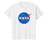 Camiseta con Licencia de la NASA con Logotipo de la NASA, Idea de Regalo para fanáticos del Espacio Camiseta, Niños, Blanco, 10 años