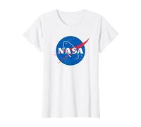 Camiseta con Licencia de la NASA con Logotipo de la NASA, Idea de Regalo para fanáticos del Espacio Camiseta, Mujer, Blanco, M