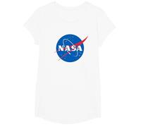 Camiseta con Licencia de la NASA con Logotipo de la NASA, Idea de Regalo para fanáticos del Espacio Camiseta, Niñas, Blanco, M
