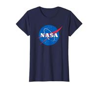 Camiseta con Licencia de la NASA con Logotipo de la NASA, Idea de Regalo para fanáticos del Espacio Camiseta, Mujer, Azul Marino, M