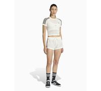 Camiseta con logo Crop adidas Originals Knitted Crochet Cali para mujer Blanco XXS
