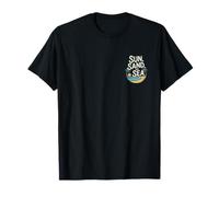 Camiseta con Logotipo de Bolsillo Sun Sand and Sea Retro Palm Tree Ocean Beach Camiseta