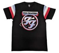 Camiseta con Logotipo de Foo Fighters Ringer Comet Tricolor Oficial Unisex Negro, Negro, M