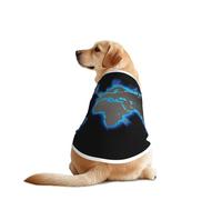 Camiseta con mangas para perro, diseño de mapa del mundo, ropa divertida para mascotas, lavable a máquina, chaleco para perros medianos y grandes