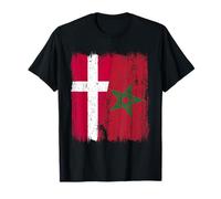 Camiseta con Media Bandera de Dinamarca y Marruecos con la Herencia marroquí Camiseta