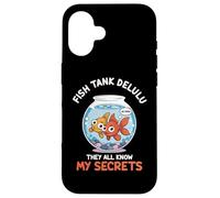 Camiseta con Memes Fish Tank Delulu con Texto en inglés «Todos Saben mis Secretos» Carcasa para iPhone 16
