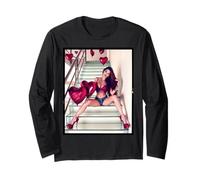 Camiseta con niña en ella - Modelo Glamour con globos de corazón Manga Larga