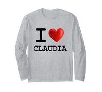 Camiseta con Nombre de corazón I Love Claudia Manga Larga