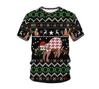Camiseta con patrón de Navidad para Hombres/Mujeres Árboles de Navidad Santa Claus Impresión 3D para Toda la Familia Cuello Redondo Mangas Cortas