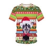 Camiseta con patrón de Navidad para Hombres/Mujeres Árboles de Navidad Santa Claus Impresión 3D para Toda la Familia Cuello Redondo Mangas Cortas
