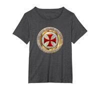 Camiseta con símbolo de Cruz de Caballero templario Non No omine Camiseta, Mujer Tallas Grandes, Jaspeado Oscuro, 3XL Grande