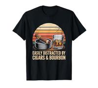 Camiseta con Texto en inglés Fácilmente distraído por cigarro - Funny Bourboun Dad Camiseta
