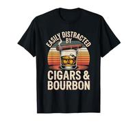 Camiseta con Texto en inglés Fácilmente distraído por cigarro - Funny Bourboun Dad Camiseta
