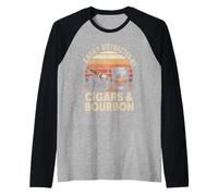 Camiseta con Texto en inglés Fácilmente distraído por cigarro - Funny Bourboun Dad Camiseta Manga Raglan