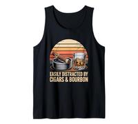 Camiseta con Texto en inglés Fácilmente distraído por cigarro - Funny Bourboun Dad Camiseta sin Mangas