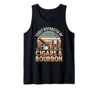 Camiseta con Texto en inglés Fácilmente distraído por cigarro - Funny Bourboun Dad Camiseta sin Mangas