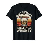 Camiseta con Texto en inglés Fácilmente distraído por cigarro - Funny Whiskey Camiseta