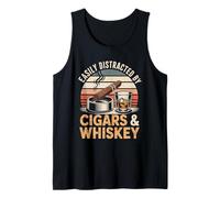 Camiseta con Texto en inglés Fácilmente distraído por cigarro - Funny Whiskey Camiseta sin Mangas