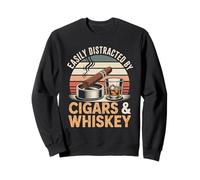 Camiseta con Texto en inglés Fácilmente distraído por cigarro - Funny Whiskey Sudadera