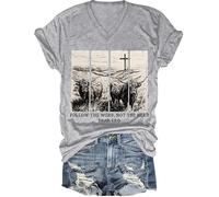Camiseta con texto en inglés "Follow The Word Not The Herd", con texto en inglés "Follow The Word Not The Herd", Gris-V, M