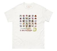 Camiseta con texto en inglés "I Came, I Saw, I Hunted", camiseta de tributo a los fanáticos con cuadrícula de iconos de monstruos, camisa de algodón unisex para convenciones, estilo gamer, inspirada