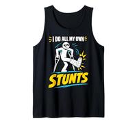Camiseta con Texto en inglés I Do My Own Stunts Get Well Funny Injury Leg Camiseta sin Mangas