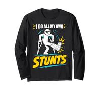 Camiseta con Texto en inglés I Do My Own Stunts Get Well Funny Injury Leg Manga Larga
