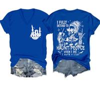 Camiseta con texto en inglés "I Fully Intend to Haunt People When I Die - I Fully Intend to Haunt People When I Die - Camiseta para mujer y hombre", Azul zafiro-v, S