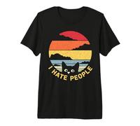 Camiseta con Texto en inglés «I Hate People» Black Cat, Retro, Divertida, para Hombre y Mujer Camiseta Premium