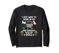 Camiseta con Texto en inglés I Just Want to Work in My Garden para Salir con Perros Manga Larga