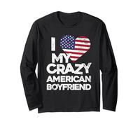 Camiseta con Texto en inglés I Love My Crazy American Boyfriend Manga Larga