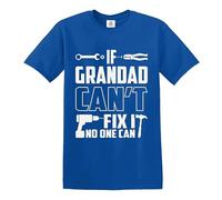 Camiseta con texto en inglés "If Grandad Can't Fix It No One Can", Camiseta azul real con estampado blanco, XL
