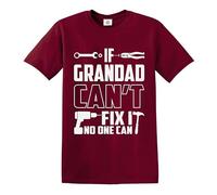 Camiseta con texto en inglés "If Grandad Can't Fix It No One Can", Camiseta granate con estampado blanco, 4XL